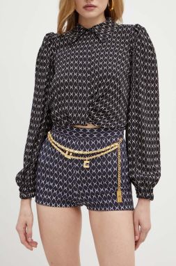 Šortky Elisabetta Franchi dámske, čierna farba, vzorované, vysoký pás, SHS0146E2