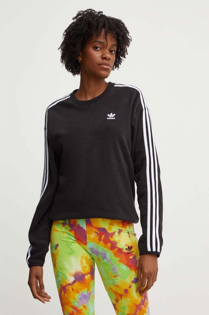 Fleecová mikina adidas Originals čierna farba, vzorovaná, IY7271