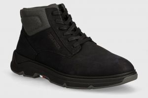 Topánky Tommy Hilfiger HILIFGER NUBUCK HYBRID CHUKKA pánske, čierna farba, FM0FM05108