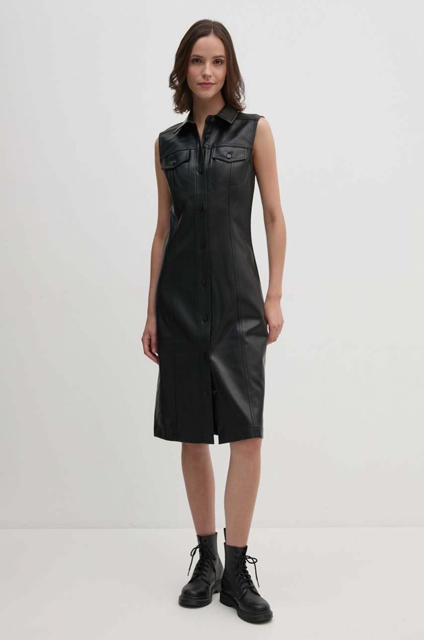 Šaty Calvin Klein Jeans čierna farba, midi, rovný strih, J20J223542