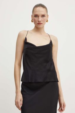 Hodvábny top Custommade Yuliana čierna farba, jednofarebná, 999312115