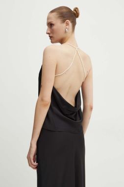 Hodvábny top Custommade Yvette čierna farba, jednofarebná, 999756114