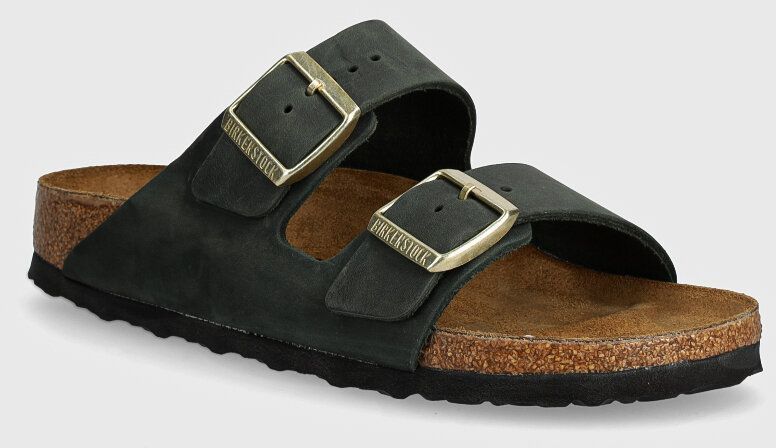 Nubukové šľapky Birkenstock Arizona zelená farba, 1028030
