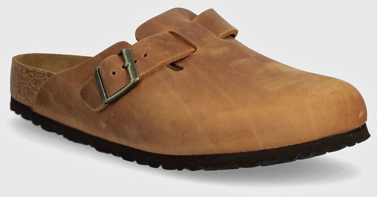 Nubukové šľapky Birkenstock Boston hnedá farba, 1028179