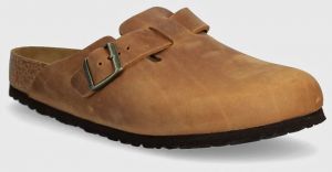 Nubukové šľapky Birkenstock Boston hnedá farba, 1028179