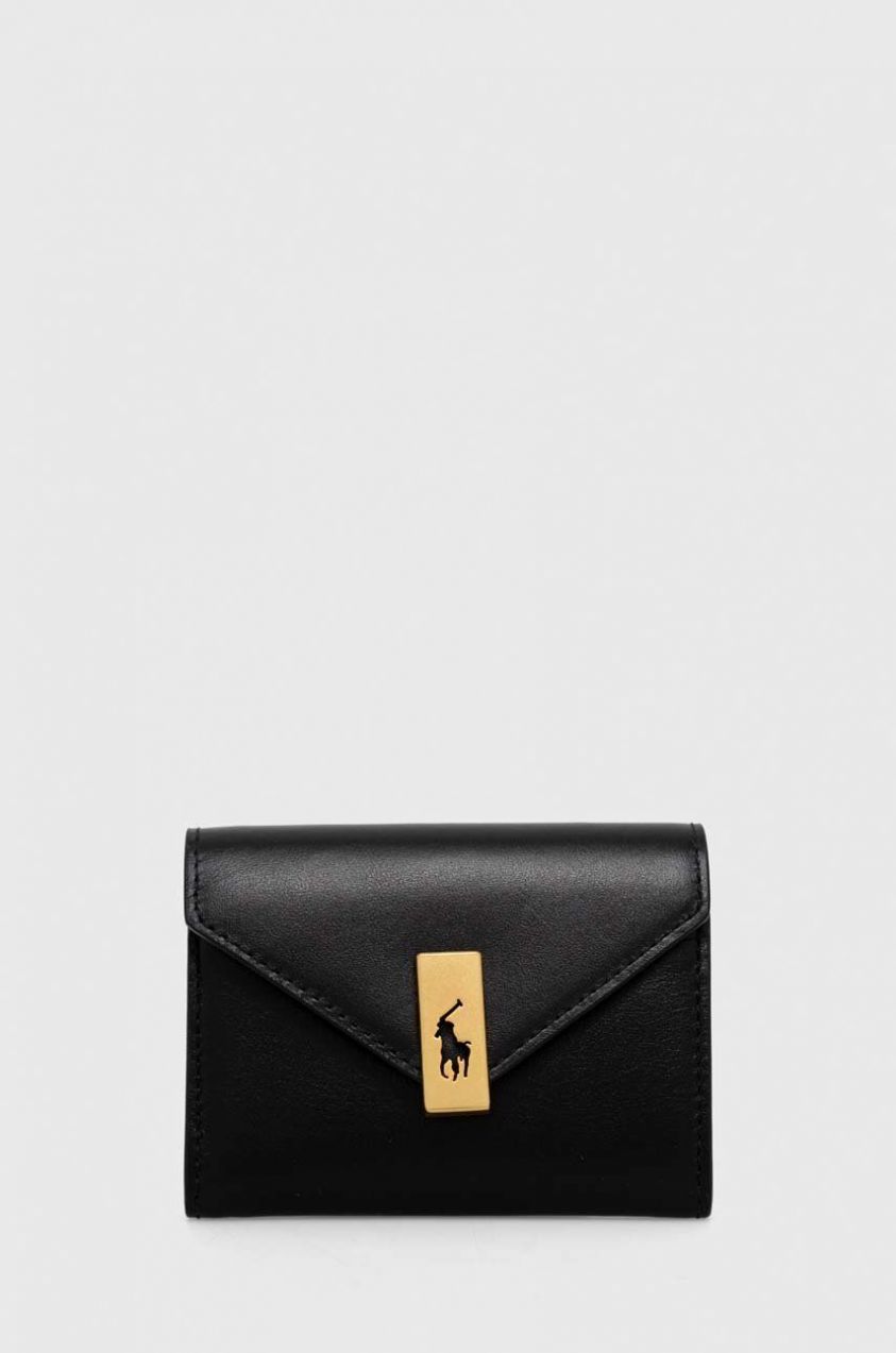 Kožená peňaženka Polo Ralph Lauren dámska,čierna farba,427886734
