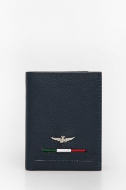 Kožená peňaženka Aeronautica Militare pánska, tmavomodrá farba, AM154
