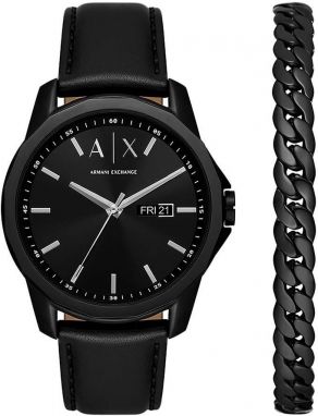 Hodinky a náramok Armani Exchange pánske, čierna farba