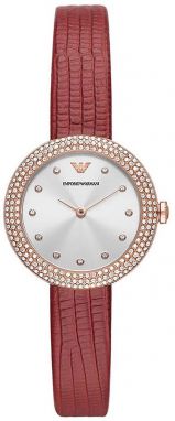 Hodinky Emporio Armani dámske, červená farba