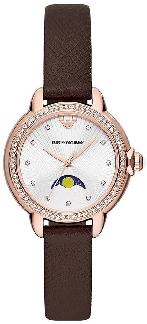 Hodinky Emporio Armani dámske, hnedá farba