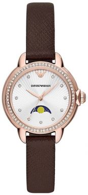 Hodinky Emporio Armani dámske, hnedá farba