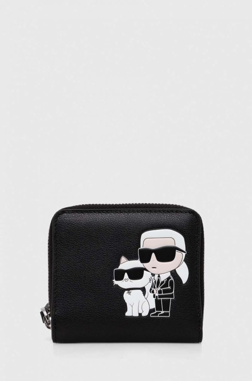 Kožená peňaženka Karl Lagerfeld dámska, čierna farba