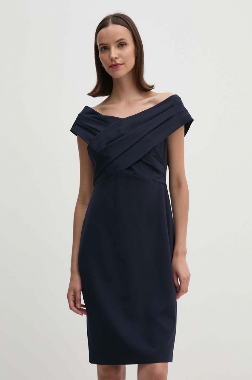 Šaty Lauren Ralph Lauren tmavomodrá farba, mini, priliehavá