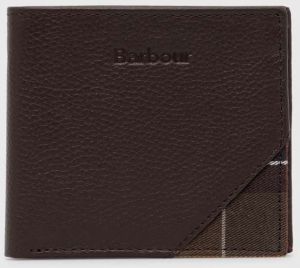Kožená peňaženka Barbour pánska, hnedá farba, MLG0063