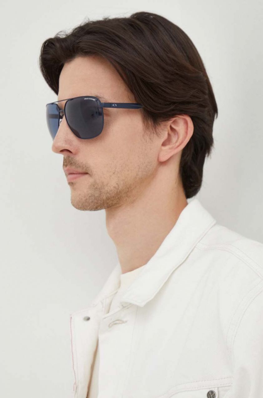 Slnečné okuliare Armani Exchange pánske, tmavomodrá farba, 0AX2047S