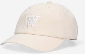 Bavlnená šiltovka Wood Wood Eli AA 10250811.7083-OFFWHITE, biela farba, s nášivkou