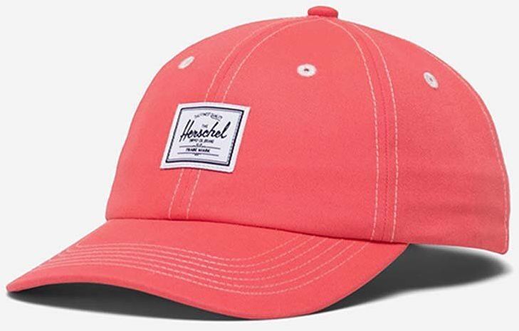 Bavlnená šiltovka Herschel 1167.1778-pink, ružová farba, s nášivkou