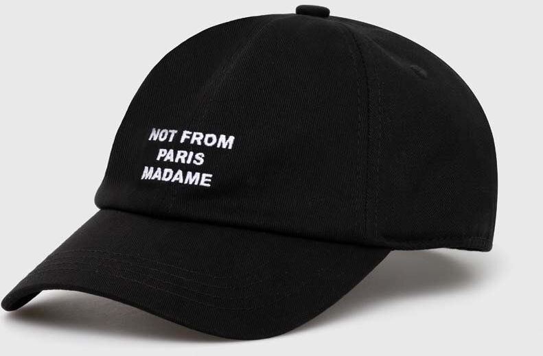 Bavlnená šiltovka Drôle de Monsieur La Casquette Slogan čierna farba, s nášivkou, PERM-CP151-CO138-BL