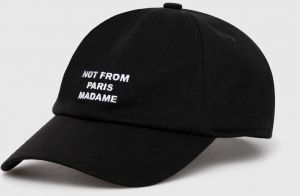 Bavlnená šiltovka Drôle de Monsieur La Casquette Slogan čierna farba, s nášivkou, PERM-CP151-CO138-BL