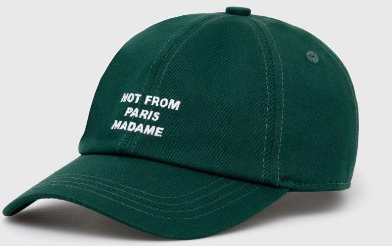 Bavlnená šiltovka Drôle de Monsieur La Casquette Slogan zelená farba, s nášivkou, PERM-CP151-CO138-DGN