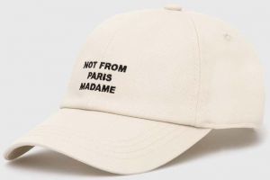 Bavlnená šiltovka Drôle de Monsieur La Casquette Slogan béžová farba, s nášivkou, PERM-CP151-CO138-MT