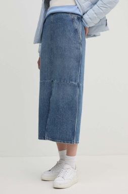 Rifľová sukňa Tommy Hilfiger midi, rovný strih, WW0WW42582