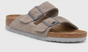 Semišové šľapky Birkenstock Arizona dámske, šedá farba, 1027687