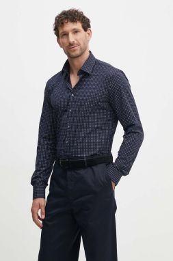 Košeľa Calvin Klein pánska, tmavomodrá farba, slim, s klasickým golierom, K10K113163