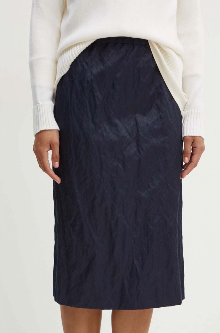 Sukňa Weekend Max Mara tmavomodrá farba, midi, rovný strih, 2425106031600