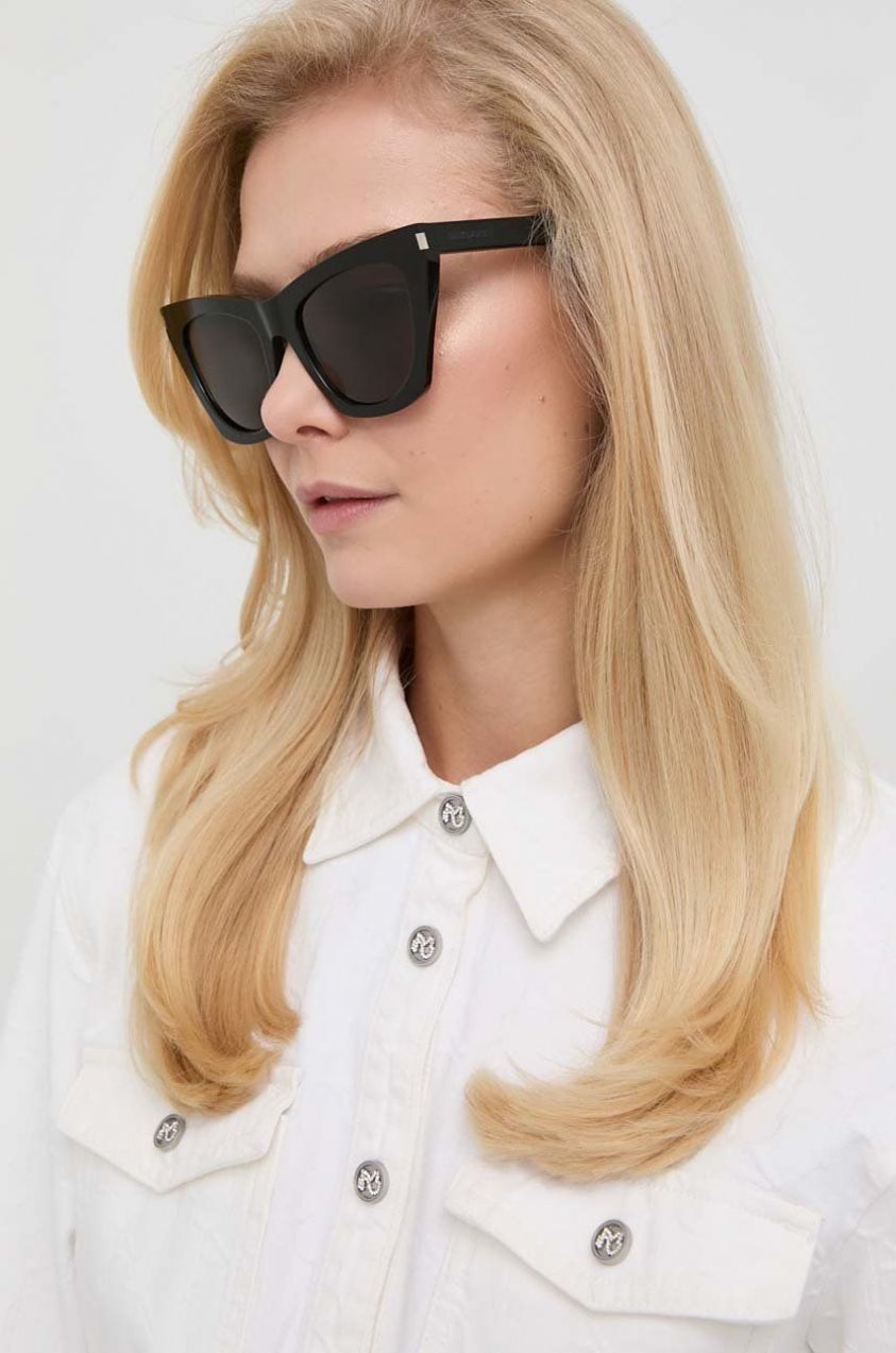 Slnečné okuliare Saint Laurent dámske, čierna farba, SL 214 KATE