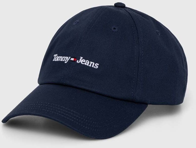 Bavlnená šiltovka Tommy Jeans tmavomodrá farba, s nášivkou, AM0AM11341