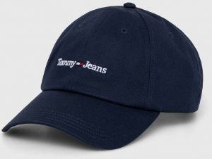 Bavlnená šiltovka Tommy Jeans tmavomodrá farba, s nášivkou, AM0AM11341