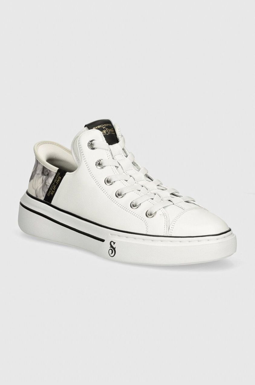 Kožené tenisky Skechers SKECHERS X SNOOP DOGG pánske, biela farba