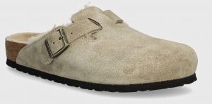 Šľapky Birkenstock Boston Shearling pánske, béžová farba, 1028289