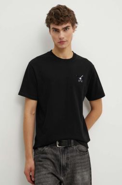 Bavlnené tričko The Kooples pánske, čierna farba, s nášivkou, HTSC29028K
