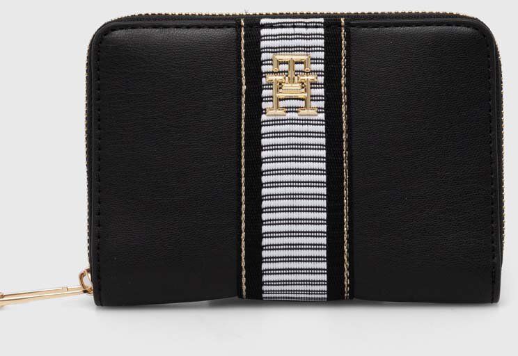 Peňaženka Tommy Hilfiger dámska, čierna farba, AW0AW16327