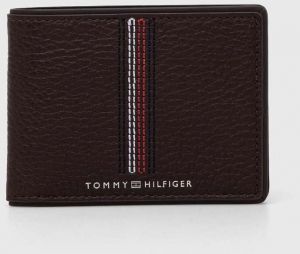 Kožená peňaženka Tommy Hilfiger pánska, hnedá farba, AM0AM12528