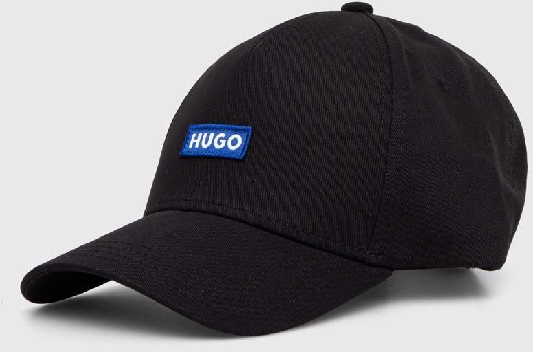 Bavlnená šiltovka Hugo Blue čierna farba, s nášivkou, 50522023