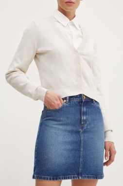 Rifľová sukňa A.P.C. jupe standard tmavomodrá farba, mini, rovný strih, COGZU.F06094