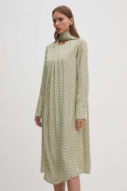 Šaty Tommy Hilfiger žltá farba, midi, rovný strih, WW0WW42318