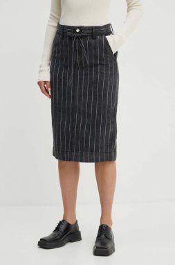 Rifľová sukňa Day Birger et Mikkelsen Betsy - Denim Stripes čierna farba, midi, rovný strih, DAY65243207
