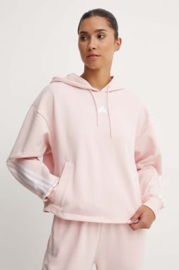 Mikina adidas Future Icons dámska, ružová farba, s kapucňou, s nášivkou, IW5193
