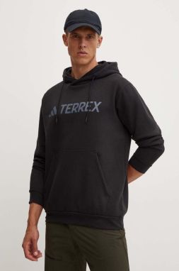 Tepláková mikina adidas TERREX Multi čierna farba, s kapucňou, s potlačou, IZ3305