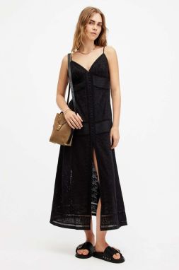 Šaty AllSaints DAHLIA EMB DRESS biela farba, maxi, rovný strih, W083DA