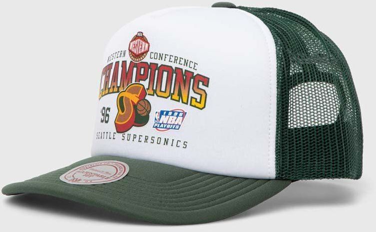 Šiltovka Mitchell&Ness Seattle Supersonics biela farba, s potlačou, HHSS7498-SSUYYPPPWHIT
