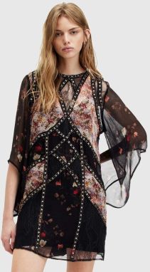 Šaty AllSaints LUCIA KORA DRESS čierna farba, mini, rovný strih, W103DA