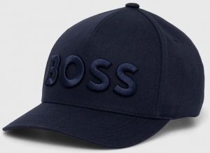 Bavlnená šiltovka BOSS tmavomodrá farba, s nášivkou, 50519154