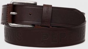 Kožený opasok Pepe Jeans DAYTON BELT pánsky, hnedá farba, PM021027