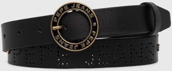 Kožený opasok Pepe Jeans MARLOWE BELT dámsky, čierna farba, PL020850