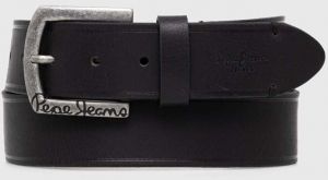 Kožený opasok Pepe Jeans MOSS BELT pánsky, čierna farba, PM021026